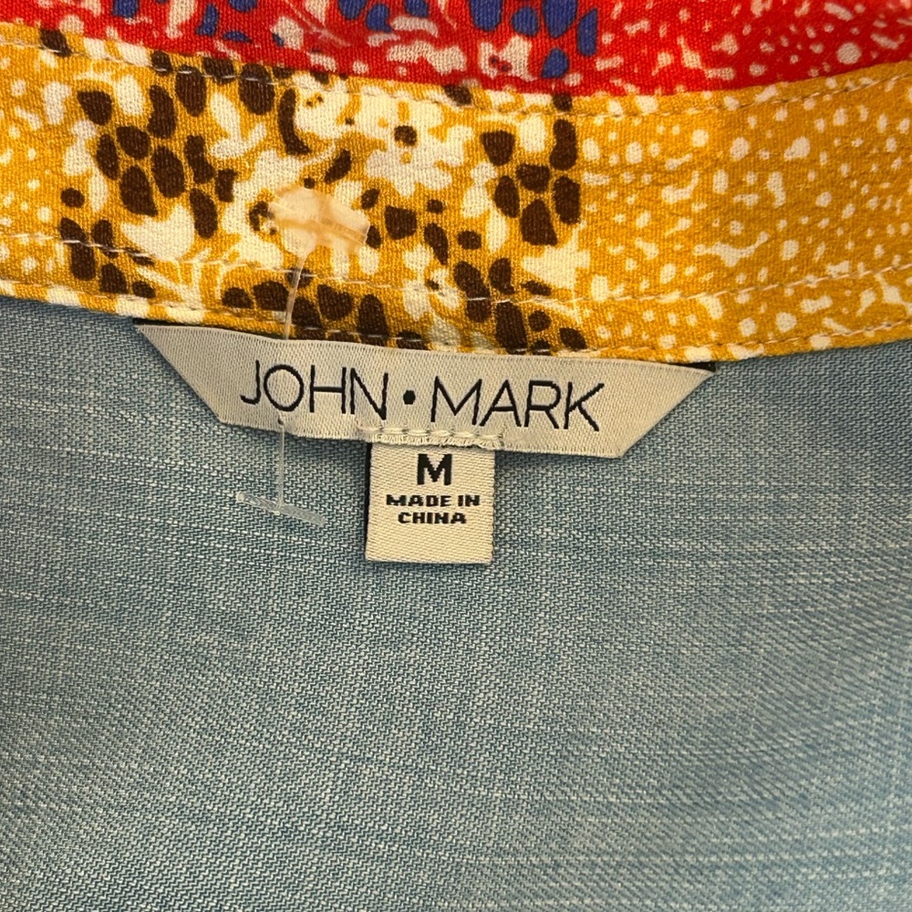 John Mark Boho Embroidered Button-Down Top Size M… - image 5